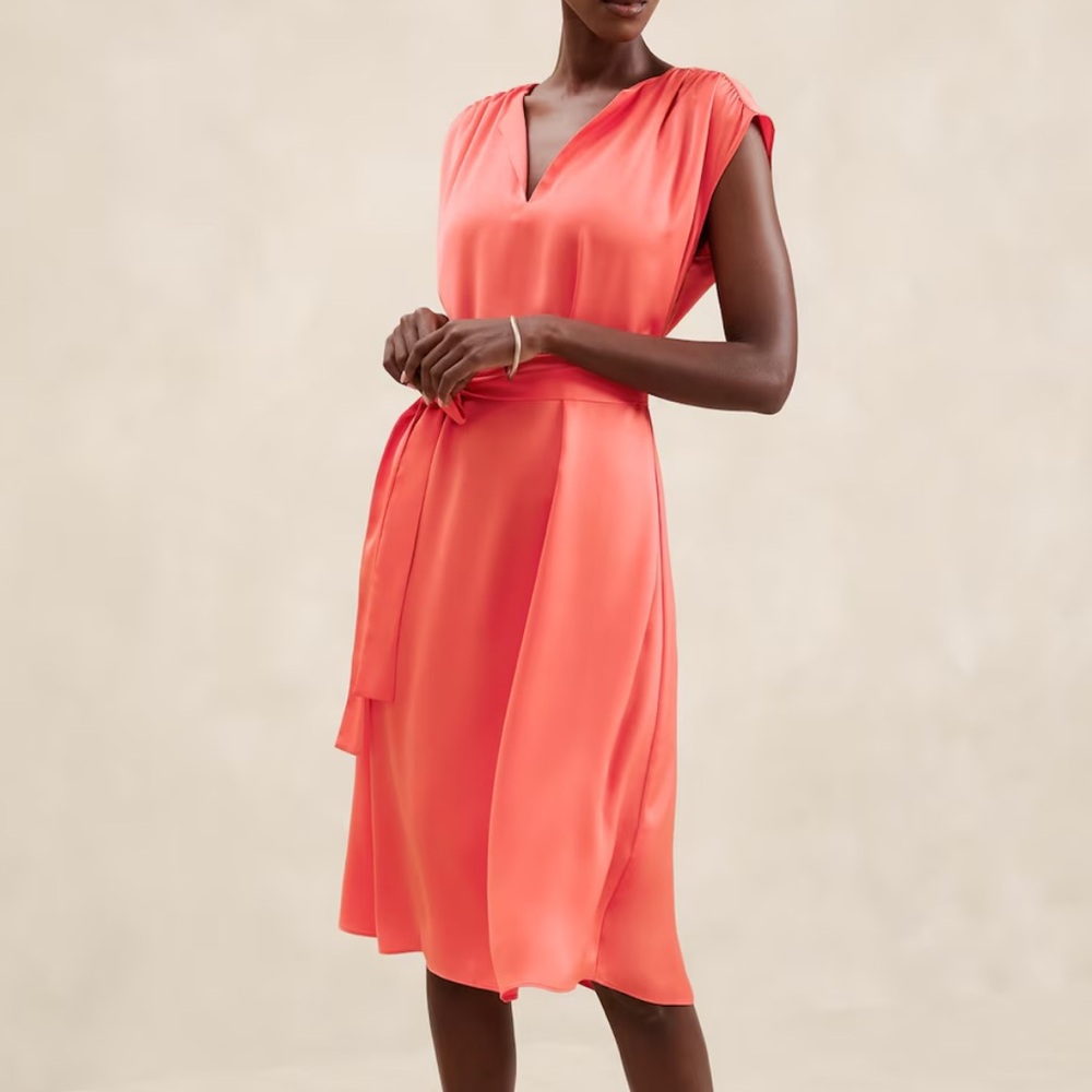 NWT Banana Republic Factory Satin Crepe Midi Dress